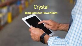  Presentation with web - PPT layouts featuring logistic web - mid section of warehouse worker background and a tawny brown colored foreground