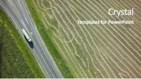  Presentation with logistics warehouse - PPT theme having logistics - aerial top view of white background and a coral colored foreground
