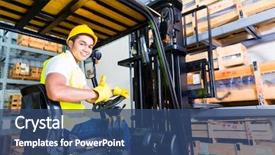  Presentation with truck driver - Beautiful theme featuring fresh green mango leaf on white background backdrop and a sky blue colored foreground.