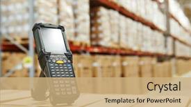  Presentation with barcode - Cool new PPT layouts with logistics - bluetooth barcode scanner in front backdrop and a coral colored foreground