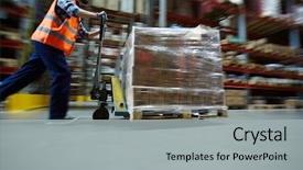  Presentation with logistics warehouse - Slides having logistics - blurred motion shot of warehouse background and a light gray colored foreground