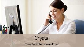  Presentation with phone - Cool new presentation theme with logistics - businesswoman talking by phone backdrop and a mint green colored foreground