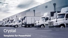  Presentation with trucks - Colorful theme enhanced with logistics - delivering or supply concept image backdrop and a gray colored foreground