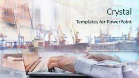  Presentation with seaport - Presentation theme enhanced with logistics - double exposure of seaport background and a sky blue colored foreground