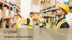  Presentation with logistics warehouse - Slides consisting of logistics - focused warehouse manager writing background and a coral colored foreground