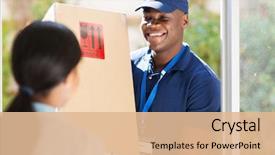  Presentation with friendly - Audience pleasing presentation theme consisting of logistics - friendly young african american delivery backdrop and a lemonade colored foreground