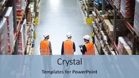  Presentation with logistics warehouse - Theme consisting of logistics - group of warehouse workers wearing background and a light blue colored foreground
