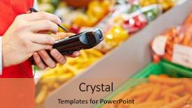  Presentation with registration - Slide set with logistics - hand holding mobile data registration background and a gold colored foreground