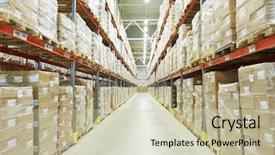  Presentation with logistics warehouse - Colorful slide set enhanced with logistics - interior of warehouse rows backdrop and a soft green colored foreground