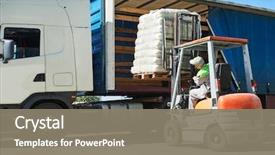  Presentation with forklift - PPT theme with logistics - loading works forklift with load background and a gray colored foreground