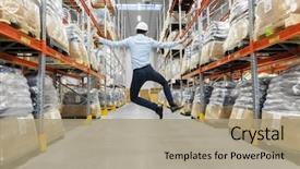  Presentation with business success - Presentation enhanced with logistics - logistic business success and people background and a coral colored foreground