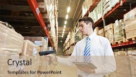  Presentation with logistics warehouse - Amazing slides having logistics - manager worker in warehouse backdrop and a coral colored foreground