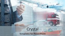  Presentation with elevators - Beautiful PPT theme featuring logistics - multi exposure of grain elevators backdrop and a light blue colored foreground