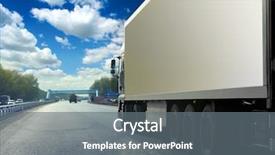  Presentation with asphalt road - Amazing slides having logistics - white truck on asphalt road backdrop and a gray colored foreground