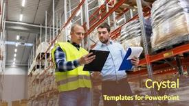  Presentation with wholesale - Beautiful presentation theme featuring logistics - wholesale logistic business and people backdrop and a tawny brown colored foreground