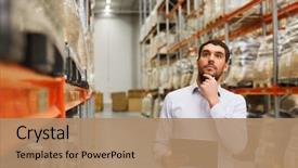  Presentation with export - Audience pleasing PPT layouts consisting of logistics - wholesale logistic people and export backdrop and a coral colored foreground