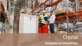  Presentation with export - Audience pleasing PPT theme consisting of logistics - wholesale logistic people and export backdrop and a coral colored foreground