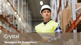  Presentation with export - PPT theme having logistics - wholesale logistic people and export background and a violet colored foreground