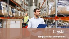  Presentation with export - Presentation design having logistics - wholesale logistic people and export background and a coral colored foreground