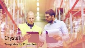  Presentation with wholesale - Theme featuring logistics - wholesale logistic people and export background and a coral colored foreground