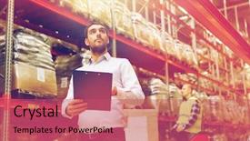  Presentation with wholesale - Presentation theme having logistics - wholesale logistic people and export background and a red colored foreground