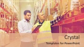  Presentation with export - Beautiful PPT layouts featuring logistics - wholesale logistic people and export backdrop and a coral colored foreground