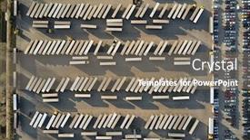  Presentation with trucks - Theme with logistics-center-with-trucks background and a gray colored foreground