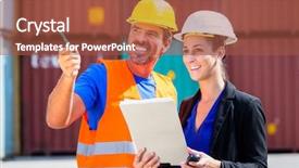  Presentation with shipping company - Amazing theme having employees in logistics company shipping backdrop and a red colored foreground