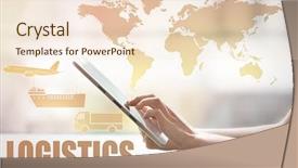  Presentation with logistics - Presentation design enhanced with logistics concept woman with tablet background and a lemonade colored foreground