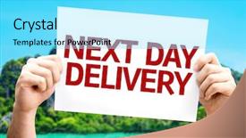  Presentation with annual day invitation card - Slides having logistics cost - next day delivery card background and a arctic colored foreground