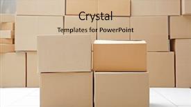  Presentation with boxes - Colorful slide deck enhanced with logistics free - cardboard boxes closeup backdrop and a soft green colored foreground
