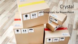  Presentation with boxes - Amazing slide set having logistics free - cardboard boxes on wooden floor backdrop and a lemonade colored foreground