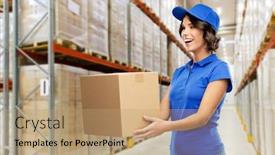  Presentation with logistics - Slide set consisting of logistics-mail-service-and-shipment background and a coral colored foreground