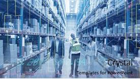  Presentation with stop violence against women - Colorful presentation design enhanced with logistics meetings - stocks and shares against warehouse backdrop and a teal colored foreground