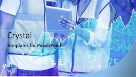  Presentation with stop violence against children - Presentation design with logistics meetings - stocks and shares against warehouse background and a  colored foreground