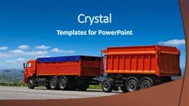  Presentation with container - PPT theme featuring logistics platform - container on the big highway background and a  colored foreground
