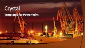  Presentation with logistics warehouse - Colorful PPT layouts enhanced with logistics platform - port warehouse with cargoes backdrop and a tawny brown colored foreground