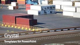  Presentation with logistics warehouse - Slide deck with logistics platform - port warehouse with containers background and a violet colored foreground