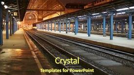  Presentation with tracks - Audience pleasing presentation design consisting of logistics platform - railroad tracks of a station backdrop and a  colored foreground