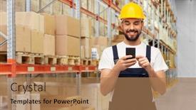  Presentation with warehouse logistics - Theme consisting of logistics-profession-and-job-concept background and a coral colored foreground