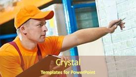  Presentation with flooring - Colorful PPT theme enhanced with logistics service - warrehouse worker man checking rack backdrop and a tawny brown colored foreground