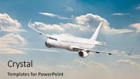  Presentation with aircraft maitenance - Beautiful PPT theme featuring logistics tourism - commercial aircraft flying backdrop and a light gray colored foreground