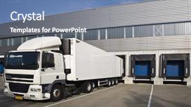  Presentation with docks - Beautiful PPT layouts featuring logistics transport - loading docks backdrop and a ocean colored foreground