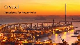  Presentation with logistics warehouse - Cool new slides with logistics transport - port warehouse with cargoes backdrop and a yellow colored foreground