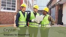  Presentation with dispatch - Slides having logistics-worker-team-in-front background and a tawny brown colored foreground