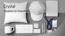  Presentation with branding - Presentation theme having logo - set of blank items background and a light gray colored foreground