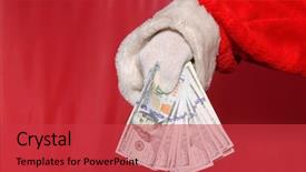  Presentation with cash - Colorful PPT layouts enhanced with logo s - santa claus holds christmas cash backdrop and a red colored foreground