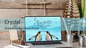  Presentation with design - Colorful PPT layouts enhanced with logo s - workplace retro design concept laptop backdrop and a arctic colored foreground