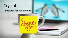  Presentation with coffee cup - Audience pleasing presentation theme consisting of logo s - yellow adhesive note with drawings backdrop and a arctic colored foreground