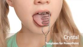  Presentation with pathology - PPT theme with logopedic probe for speech background and a coral colored foreground